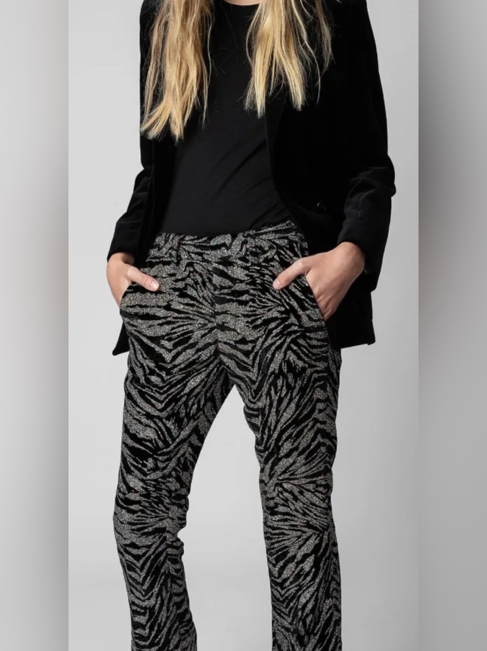 NWT Zadig & Voltaire Polis Velvet Sparkle Pants Womanโs Size 34